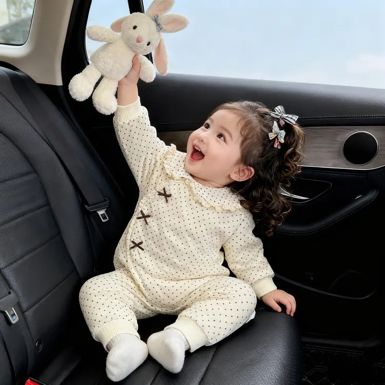 【品牌专柜款】A类婴幼儿150克棉服女斜襟哈衣爬服睡衣幼儿公主秋冬