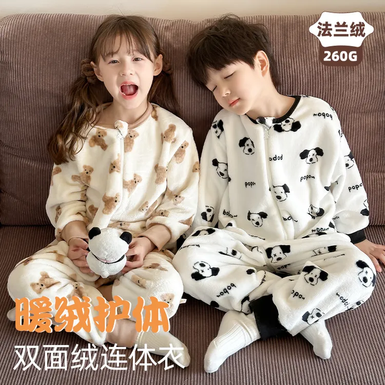 婴幼儿童法兰绒睡袋2024秋冬新款加厚保暖男女童珊瑚绒防踢被神器