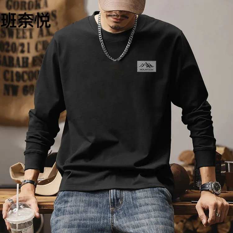 班奈悦2025新款260克重磅百搭长袖T恤春秋季内搭卫衣上衣服打底衫
