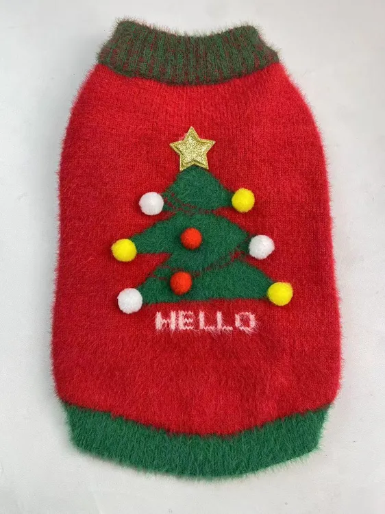 圣诞风宠物猫咪中小型犬保暖加厚毛衣