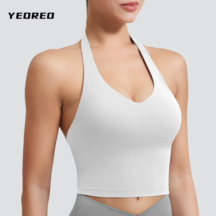 YEOREO大露背V领健身服挂脖运动训练背心上衣透气欧美风柔软贴身