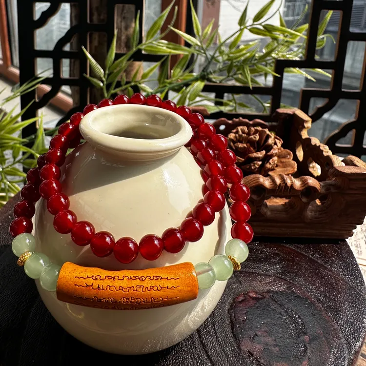 【相思红】南红玛瑙双圈素雅小众手串