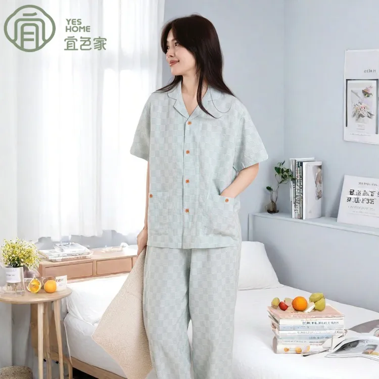 宜色家情侣睡衣男女爆款2025新款夏季纯棉凉感柔软短袖家居服套装