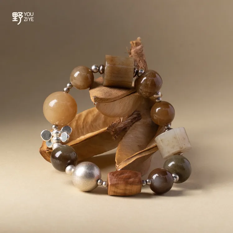 由子野【焦糖玛奇朵】和田玉 原创小众设计925银小众珠宝手串