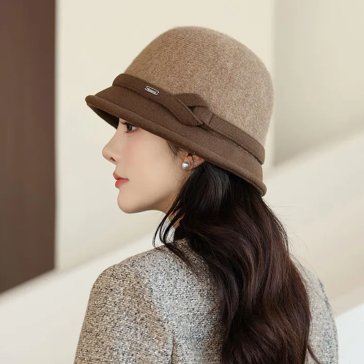 秋冬中老年妈妈帽子女款法式显脸小渔夫帽赫本风复古百搭保暖盆帽