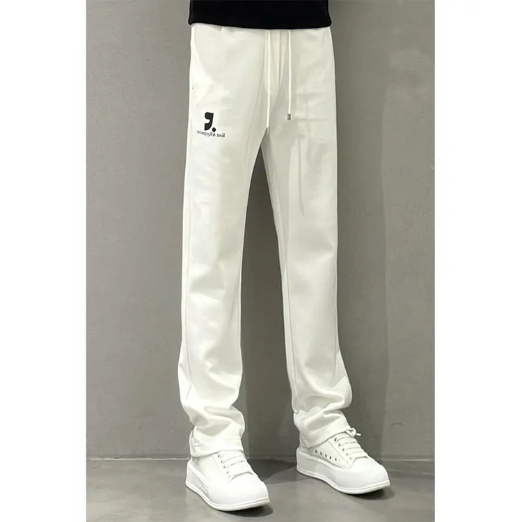 欧货高街痞帅美式直筒休闲裤男士春秋新款百搭纯色阔腿裤运动卫裤