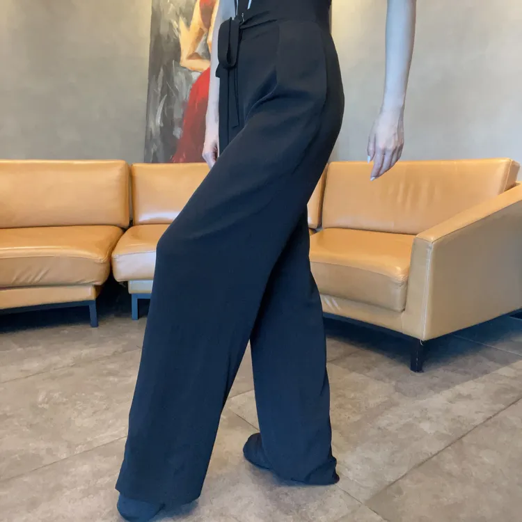 GR2034黑色薄款腰部系带摩登裤/夏季薄款/