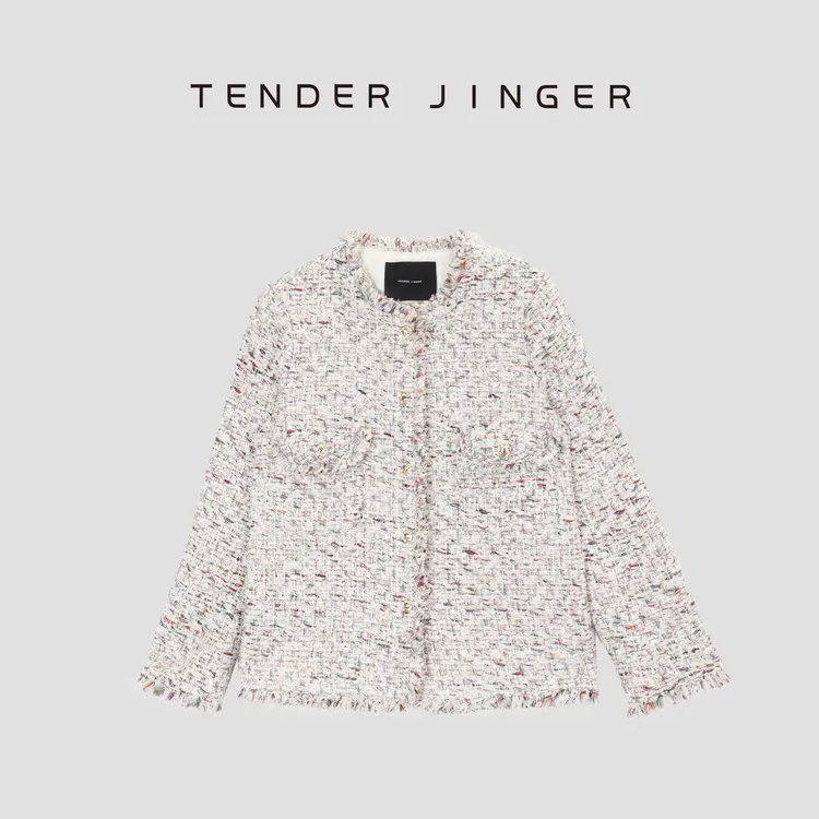 Tender Jinger【黑标】小香风紫灰花纱外套T52YRK231K