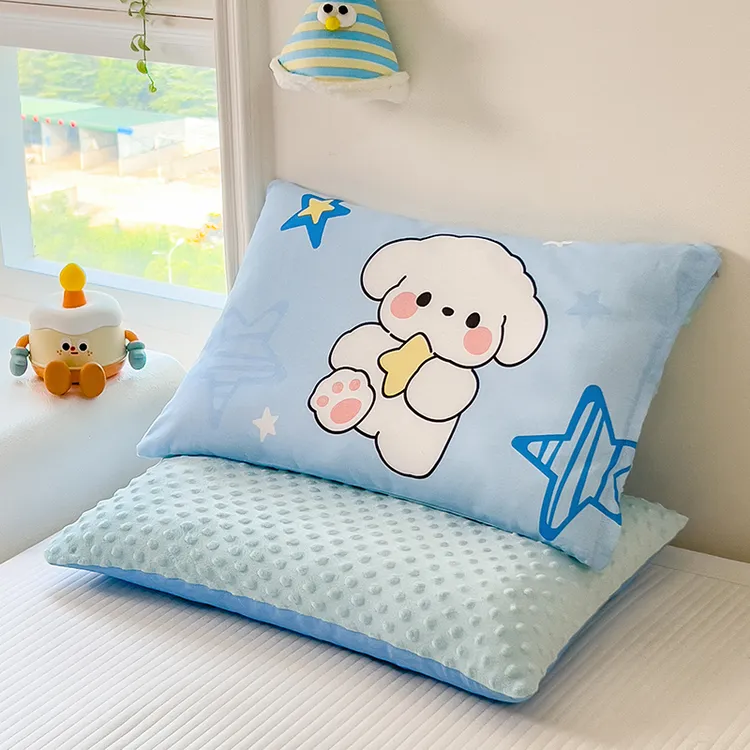 儿童全棉豆豆枕头纯棉枕套枕芯单只装幼儿园小学生枕芯套四季通用