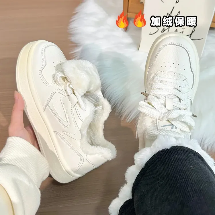 回力加绒小白鞋女2026冬季新款学生百搭板鞋运动休闲鞋保暖二棉鞋