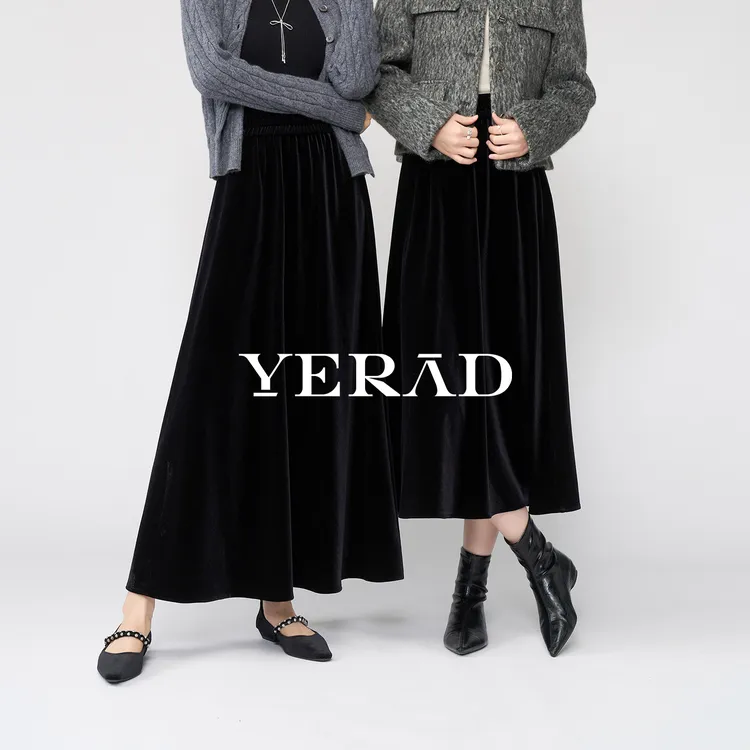 【2种裙长】娅丽达轻奢复古优雅丝绒半身裙女2025秋冬新款a字长裙