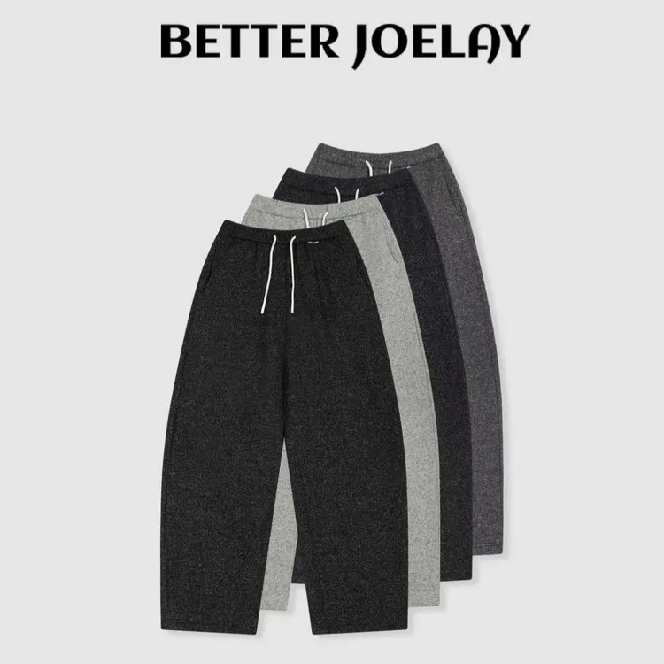 BETTER JOELAY-加绒【纹理抽绳】羊毛时尚百搭宽松休闲裤KKH2380