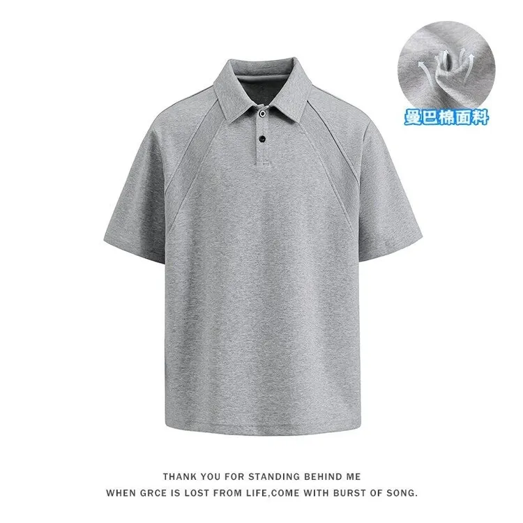 重磅白色棉短袖POLO衫男夏季宽松青年大码挺括美式设计感T恤