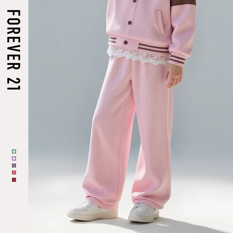 Forever 21女童运动裤秋季华棉儿童弯刀卫裤洋气时髦女孩秋装裤子