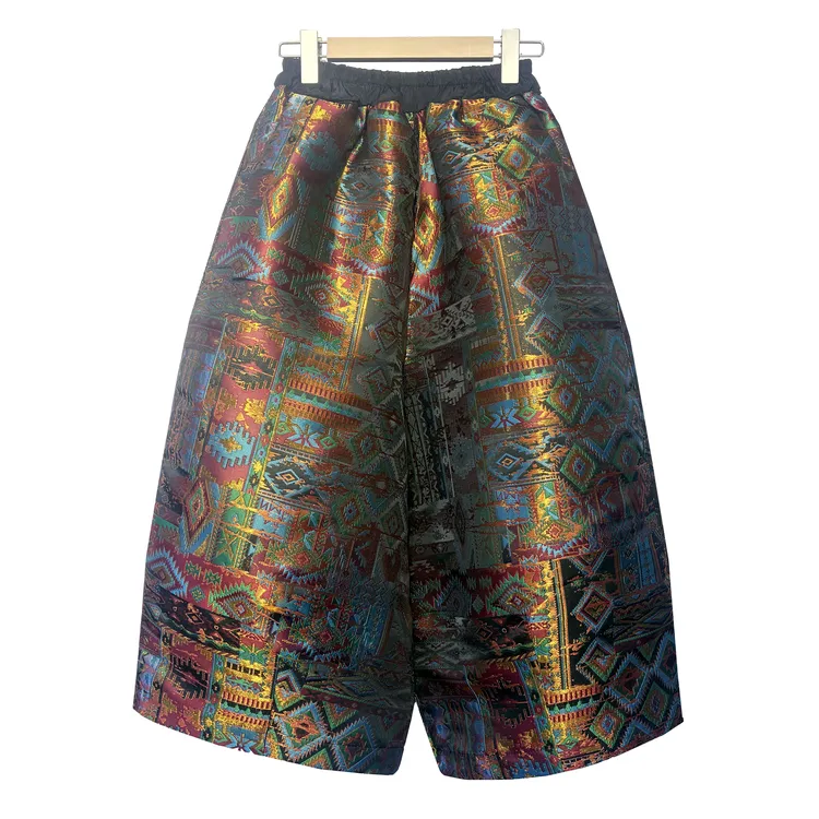 922新中式国风提花阔腿裤设计感2025新款宽松百搭个性复古风裤子