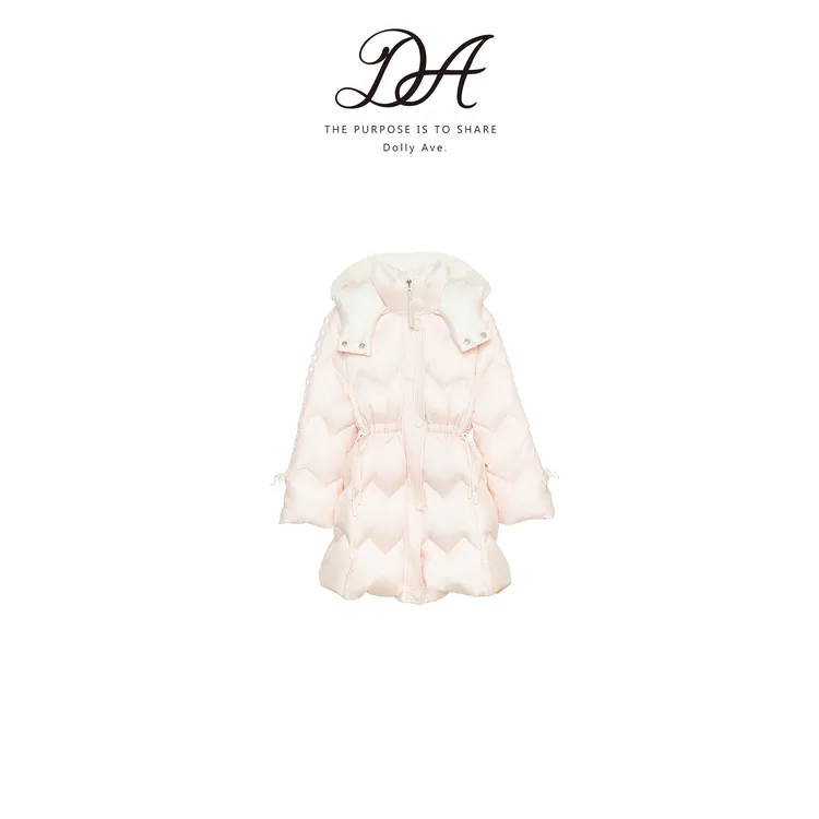 【现货】Dolly Ave「少女系列」花边90白鸭绒收腰连帽女童冬季羽绒服