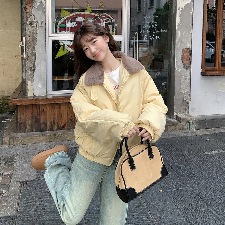 飞行夹克棉服女短款2025年新款冬季小个子韩系棒球服立领保暖外套