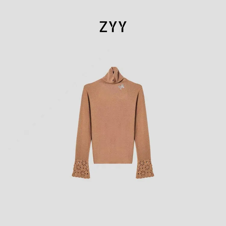 ZYY【玫瑰心事】2025S/S新款半高领长袖蝴蝶烫钻针织衫X25DMY05619