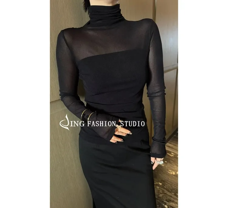 《JING上忆超舒服打底》JING春季新款998女装高领长袖T恤打底衫时尚