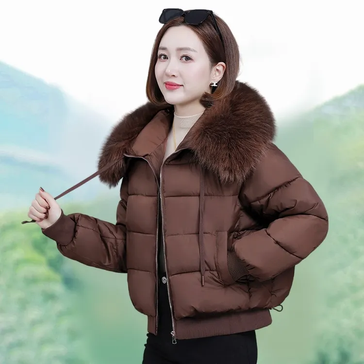 2025新款中年妈妈冬季短款厚款保暖翻领棉衣棉服保暖舒适外套女士