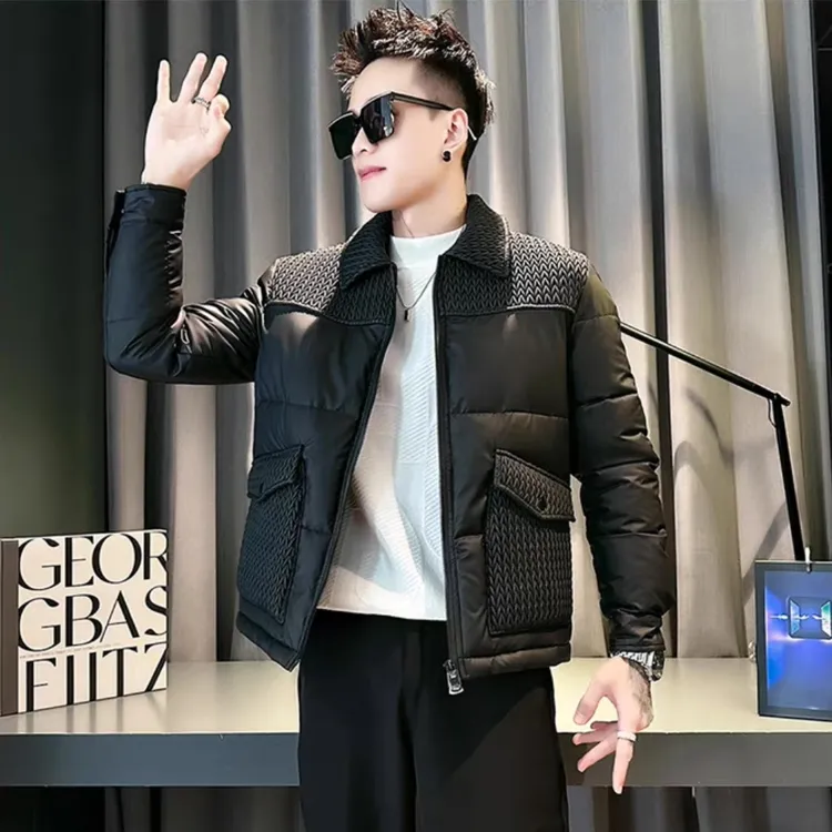 秋冬款时尚棉服男装高级感潮流棉衣2024新款修身拼接款痞帅风外套