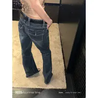 SUNONEONE 猫须磨白修身微喇牛仔裤女夏美式休闲低腰裤子H0956K