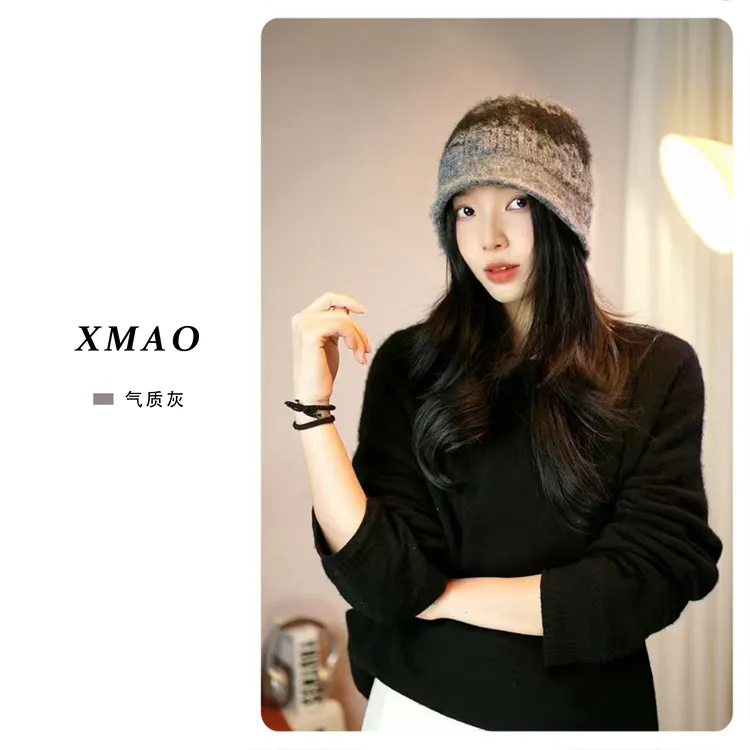 李小玉 2025 新款“白敬亭同款”提花混色羊毛针织渔夫帽子时尚百搭