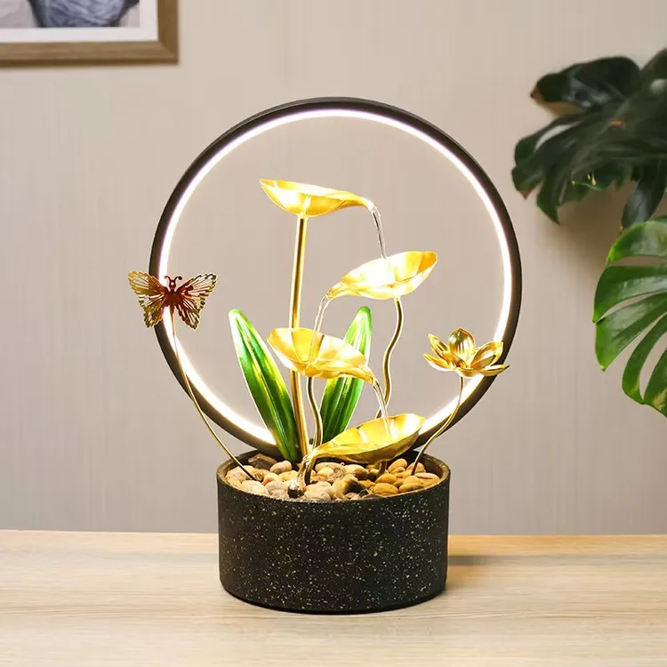 大号流水喷泉家居摆件带LED灯圈客厅卧室蝴蝶摆件JR136