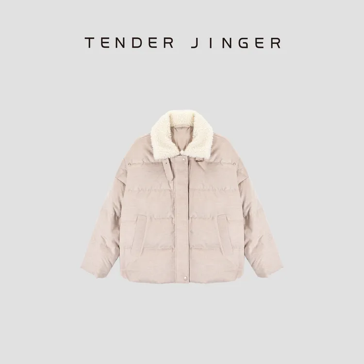 Tender Jinger｜丝驼绒混纺羊剪绒领羽绒服T54HMD501958
