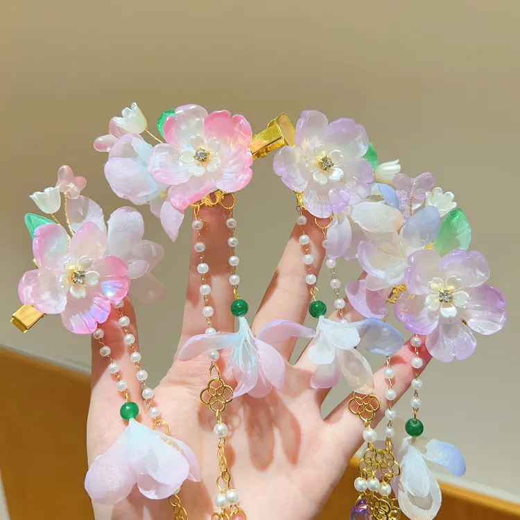 古风头饰儿童汉服配饰发夹流苏古装甜美超仙发卡古风女孩发饰.