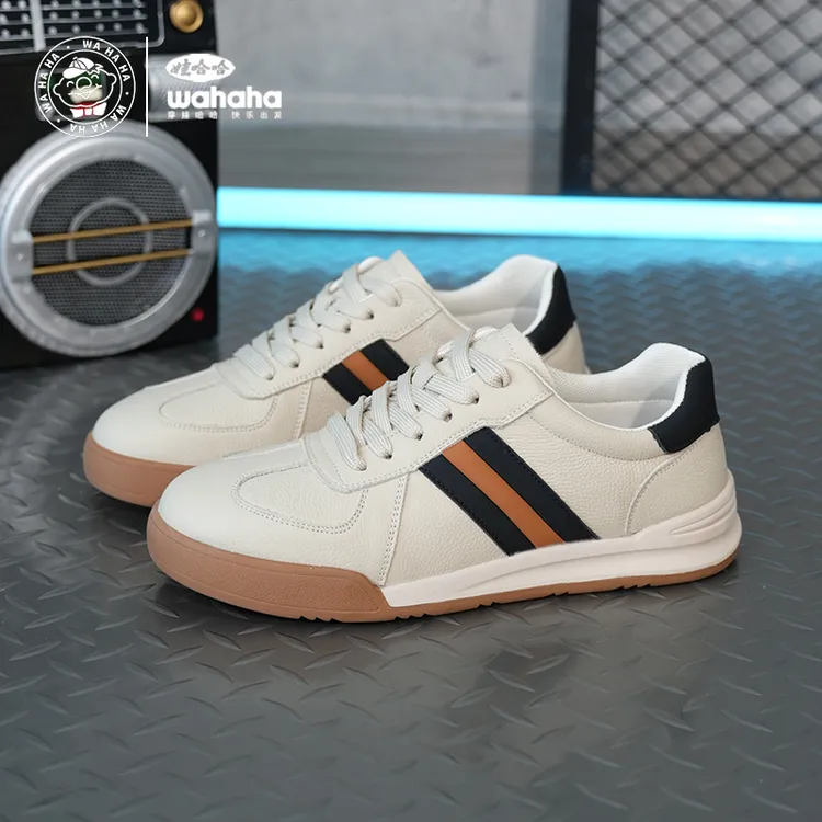 娃哈哈真皮男鞋新款2025夏季透气男士鞋子头层牛皮耐脏防水休闲鞋