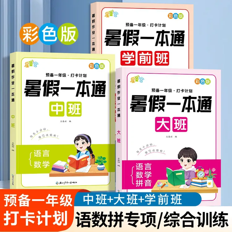 新版幼小衔接暑假作业中大班衔接一本通幼升小数学语文拼音三合一