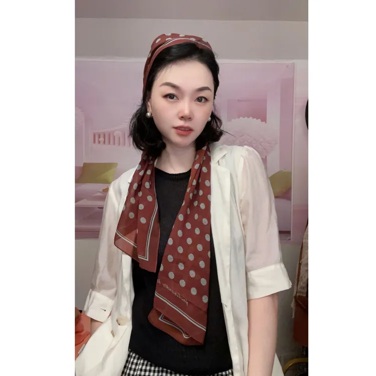 法式波点长条158×35cm丝巾秋季高级感时尚百搭发带绑发系脖