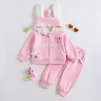 TC.KIDS#63497#福利款2025年秋冬加绒花边卫衣套装洋气女童