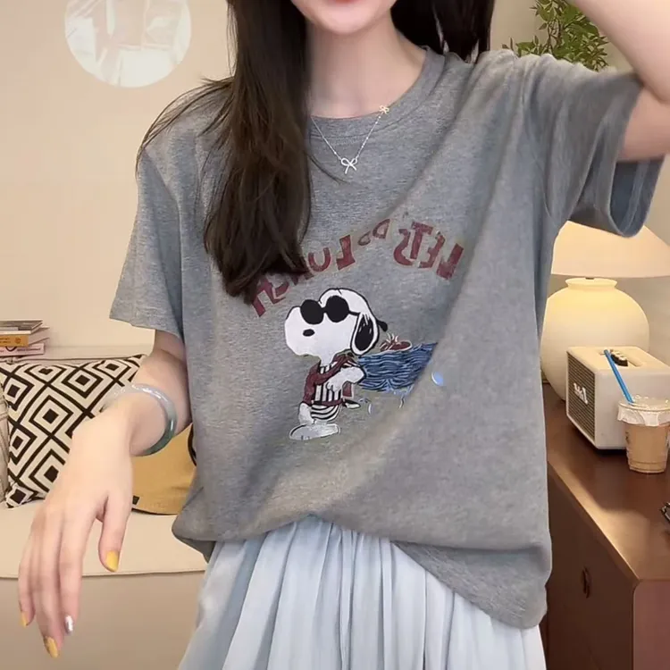 韩版设计感卡通少女百搭显瘦短袖T恤女2025夏季新款时尚减龄上衣
