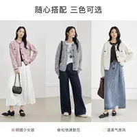 对白复古撞色钩花毛衣开衫女2025冬季新款绵羊毛慵懒宽松针织外套