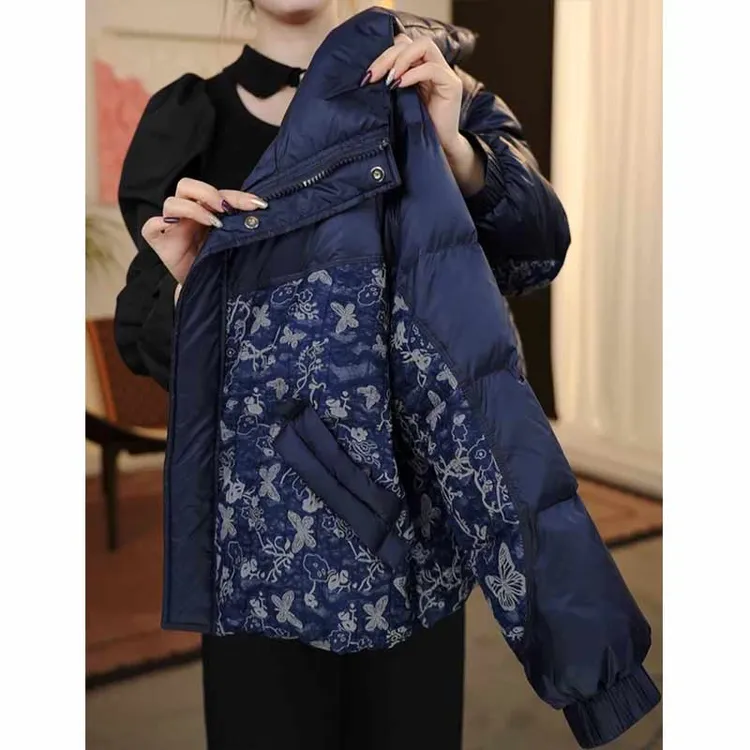 【蝶恋花】格子拼接洋气时尚冬季保暖棉服外套2026冬季新款过年战袍