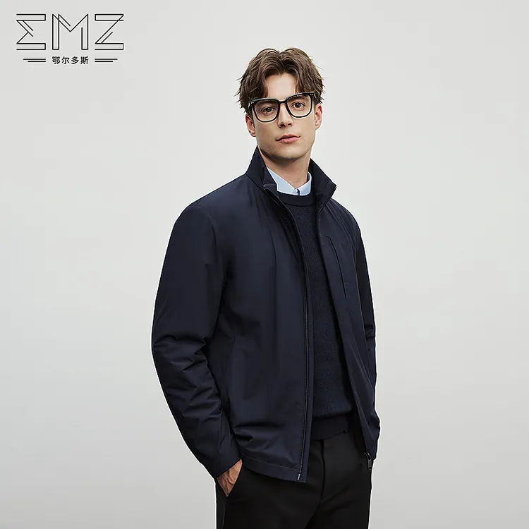 EMZ鄂尔多斯男士秋冬商务休闲锁温保暖百搭挺括有型立领简约茄克