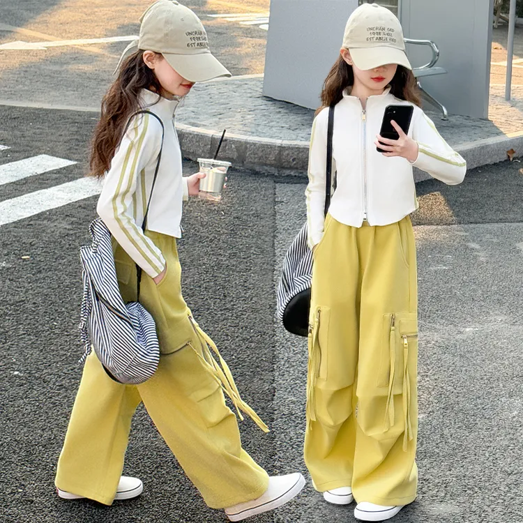 [专柜品质]女童秋装套装街舞爵士秋季美式辣妹风工装裤休闲两件套