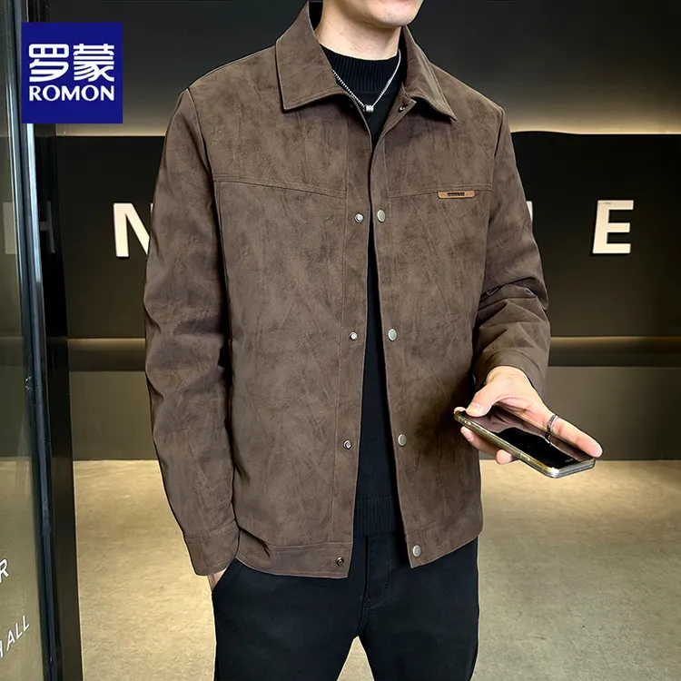 罗蒙黑色简约休闲百搭高质量夹克外套2025新款春秋时尚翻领大气男