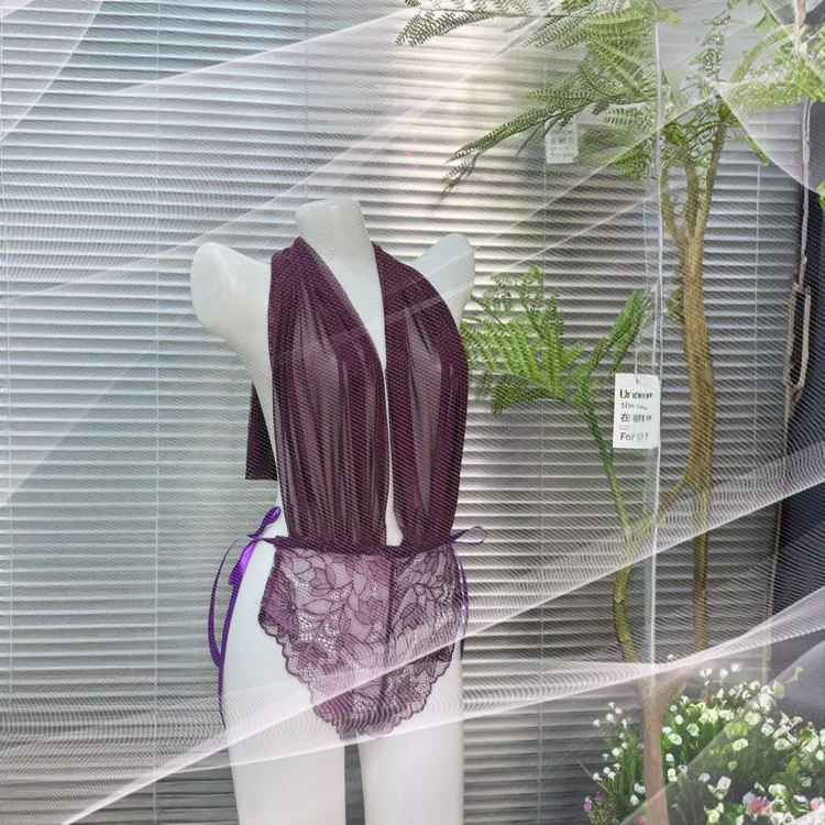 蜜密性感蕾丝镂空连体衣诱惑薄款女士纯欲露背交叉绑带性感睡衣