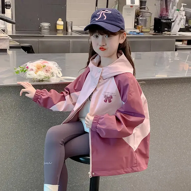 【好看】女童外套连帽冲锋衣春秋装2025新款儿童衣服童装连帽上衣