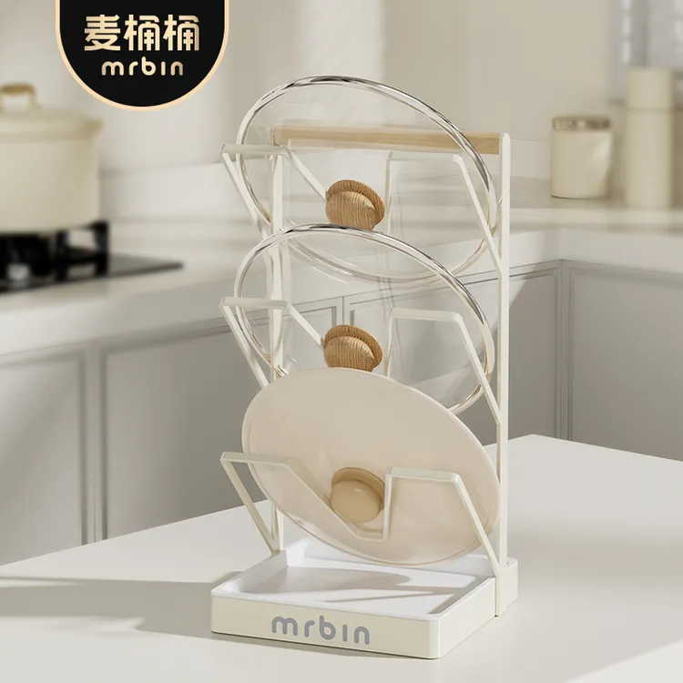 麦桶桶锅盖架台面坐式家用三层白色砧板放置免打孔新款厨房置物架