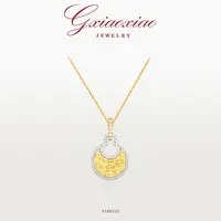 G XIAOXIAO 镀K金 新中式气质高级百搭双色碎冰冰葫芦项链F16X535