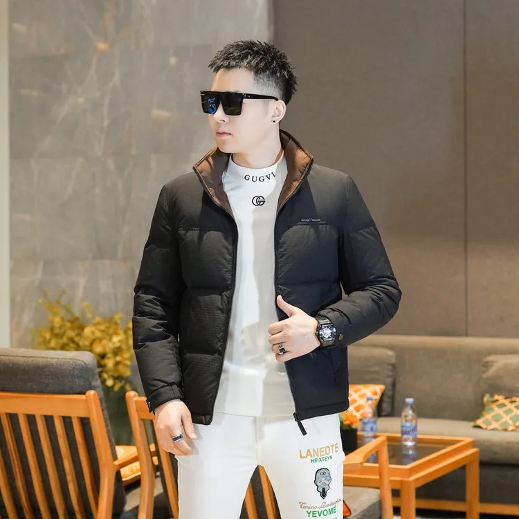 高品质潮牌新款男士短款立领羽绒服冬季潮流保暖羽绒服男夹克外套