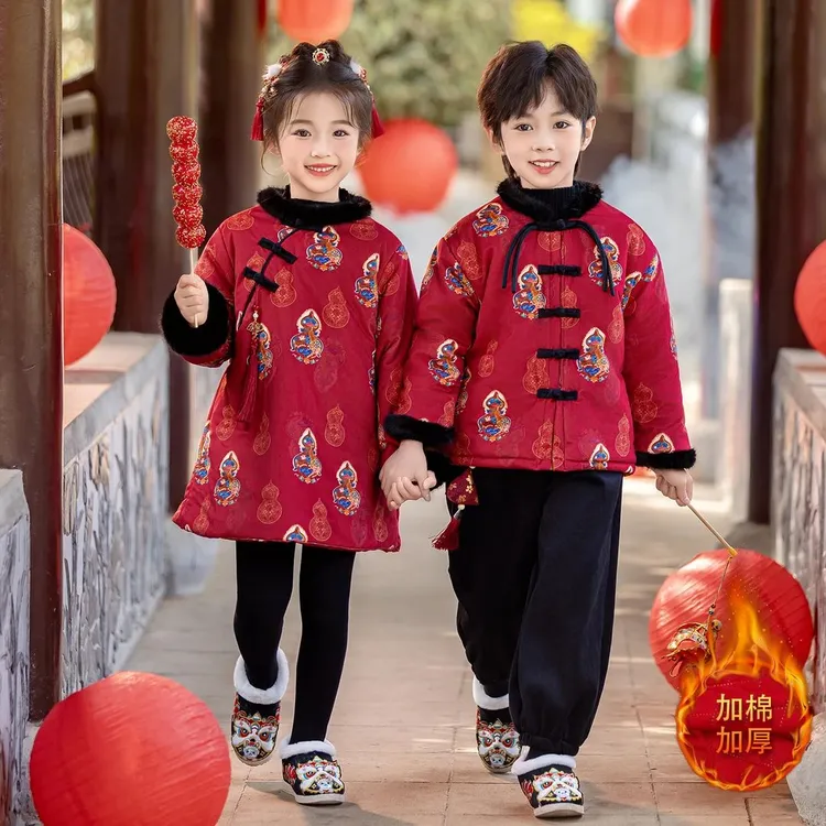 男女童汉服新年装拜年服儿童中国风唐装宝宝新中式元旦演出服套装