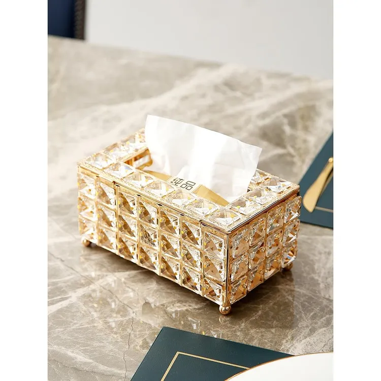 意轻奢高档客厅纸巾盒现代简约酒店茶几水晶纸盒欧式网红卫生纸盒