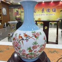 蓝白水点桃花大号赏瓶