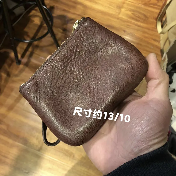 制道手工男士女士收纳手拿文玩零钱卡包小钱包牛皮头层复古做旧