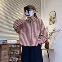2025秋季条纹极简风常规长袖衬衫休闲百搭日系